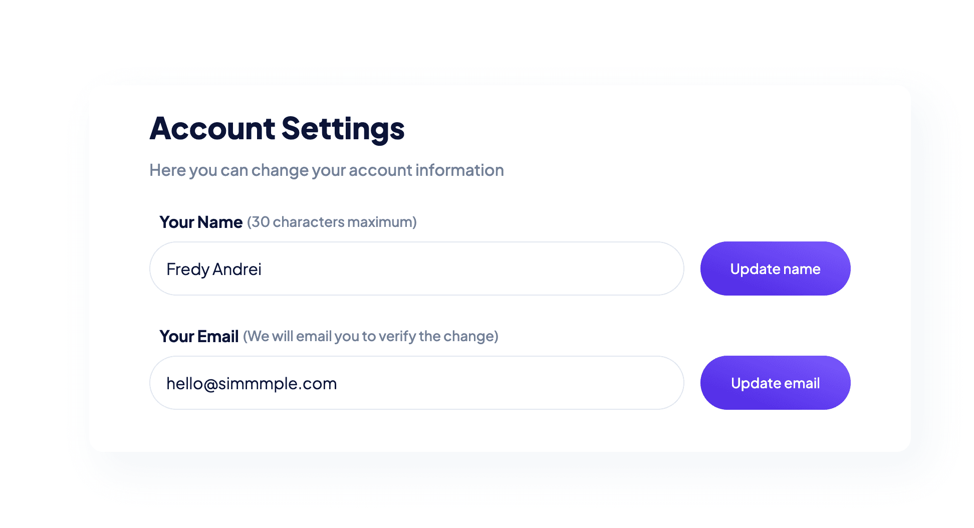 Account settings