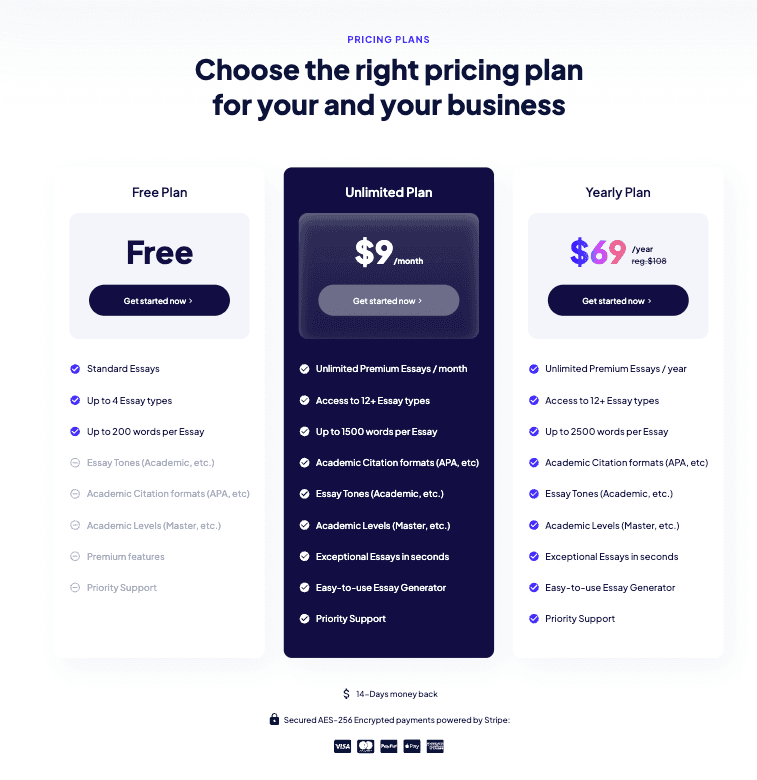 Pricing Page