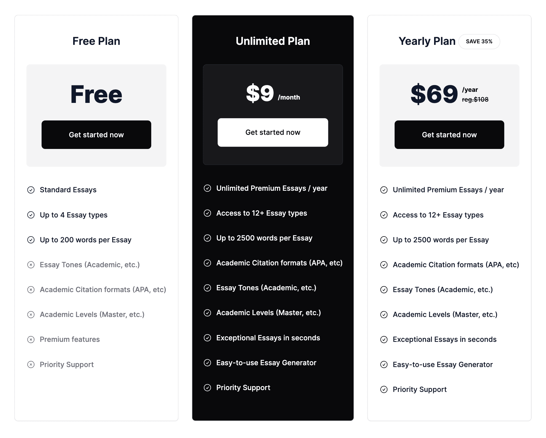 Pricing Page