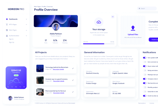 Horizon UI PRO - Trendiest Premium React Admin Dashboard Template