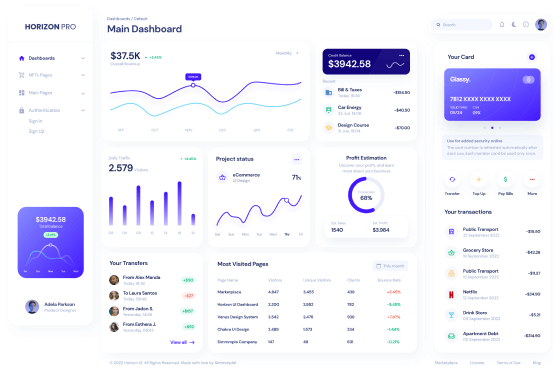 Horizon UI PRO - Trendiest Premium React Admin Dashboard Template